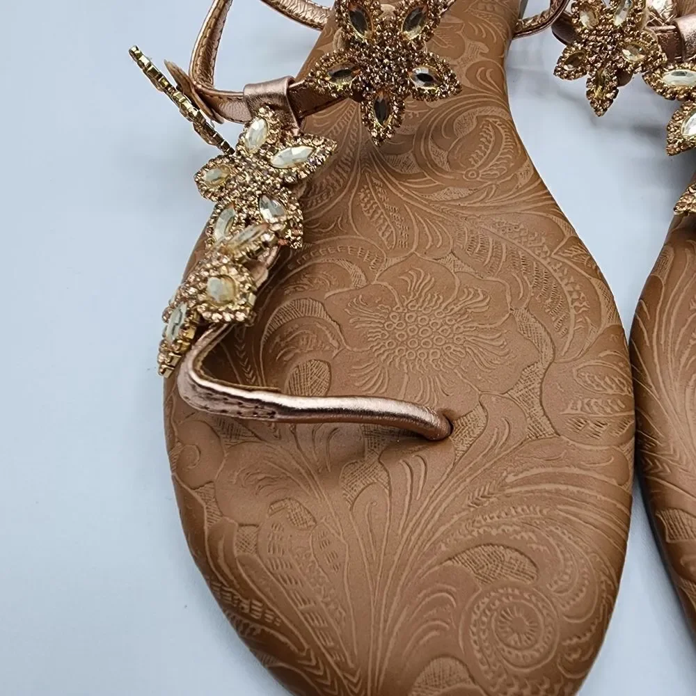 Reba rose gold leather sandals